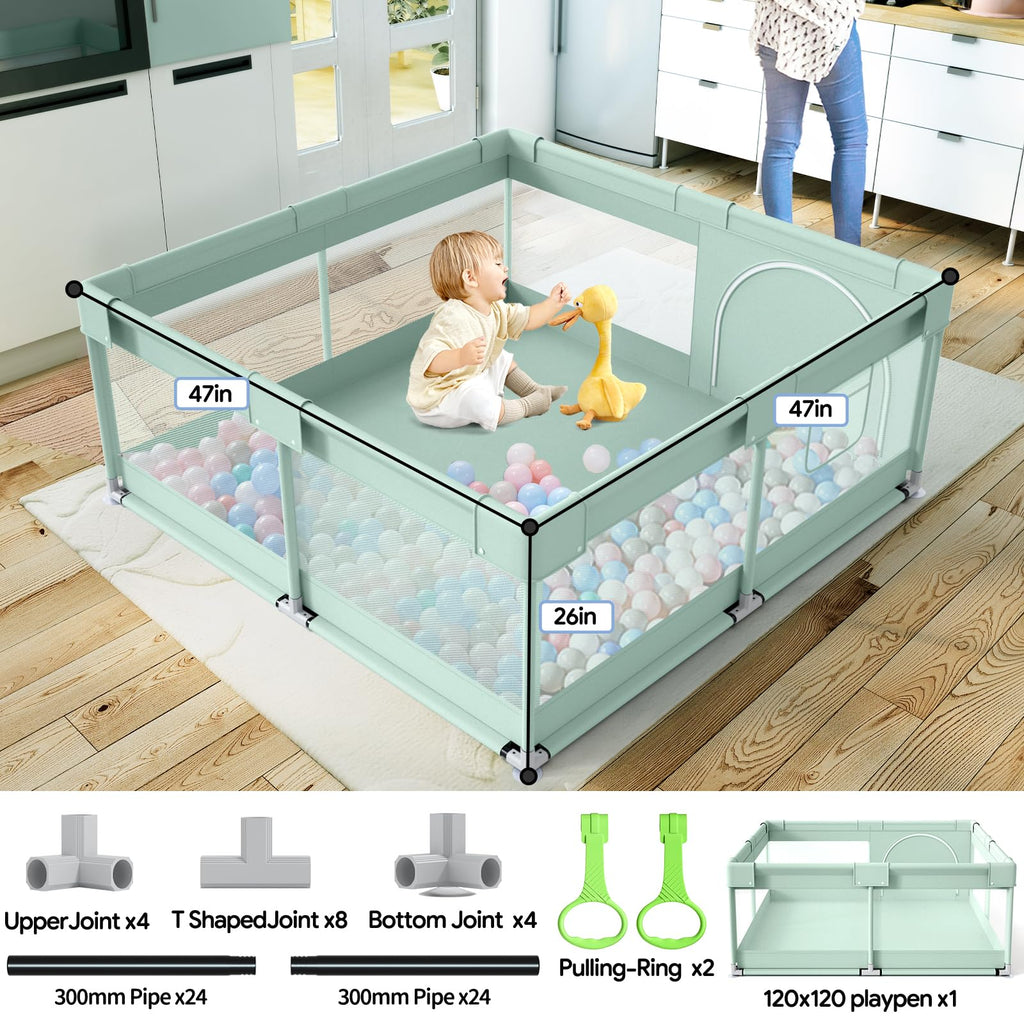 Baby Playpen, Playpen for Babies and Toddlers,47x47in, Light Green