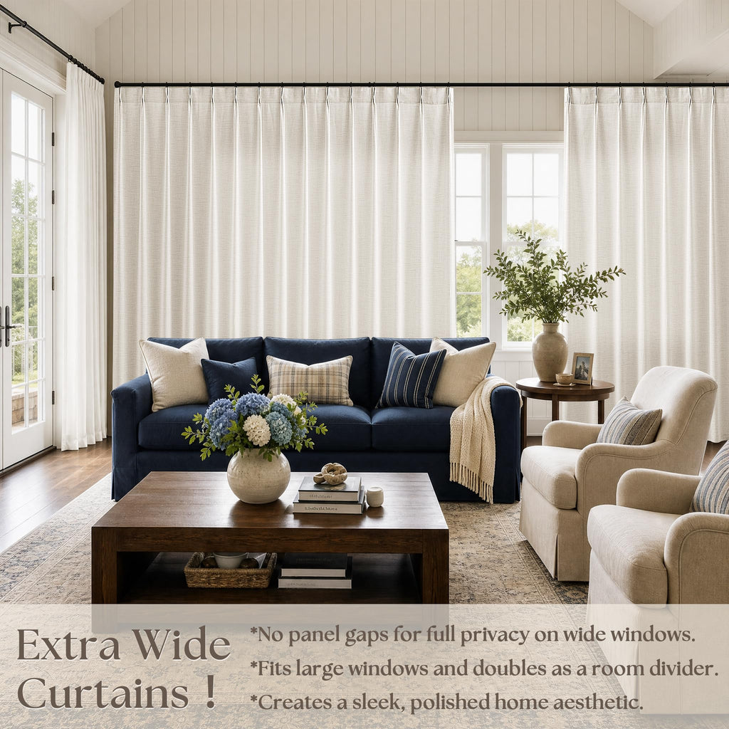 100Wx84L Extra Wide Pinch Pleated Drapes 100 Inch Wide Curtains