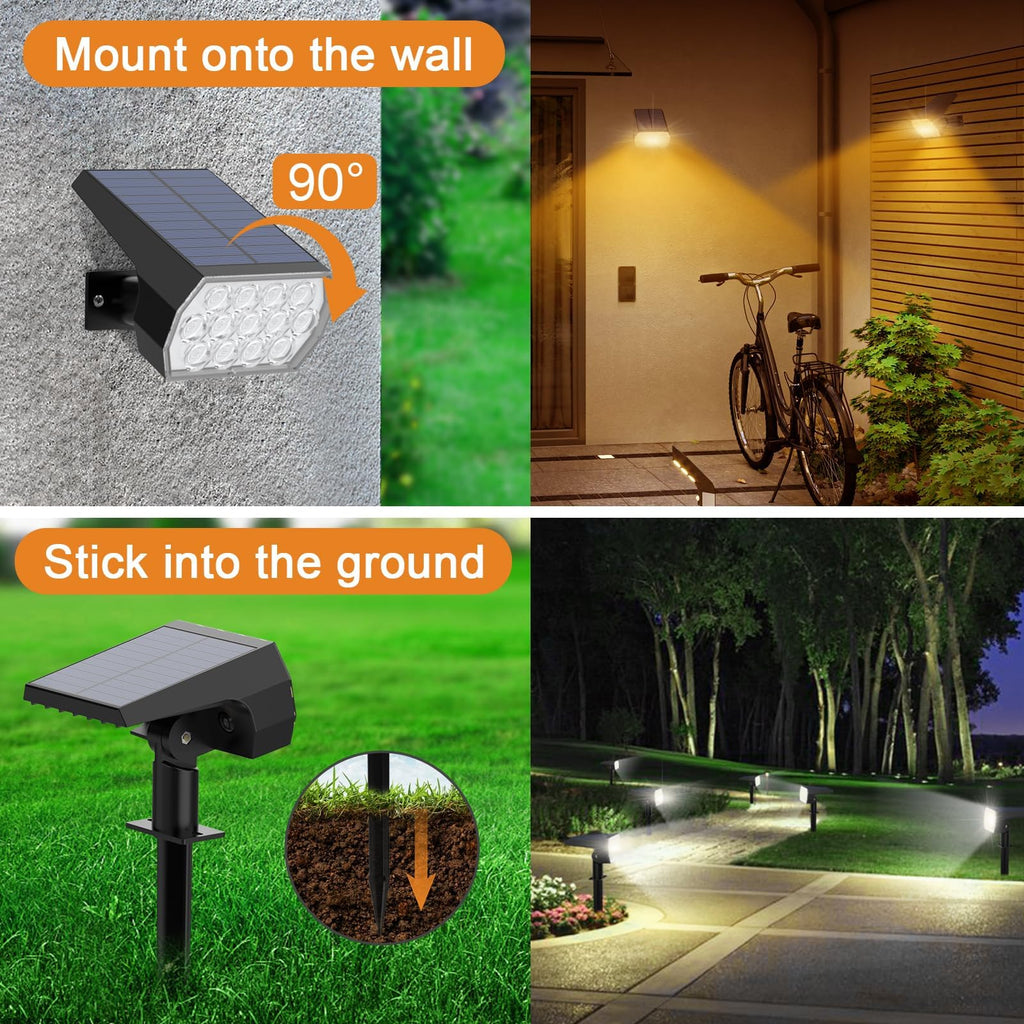 Solar Color Changing Spot Lights Outdoor, IP68 Waterproof, 2 Pack