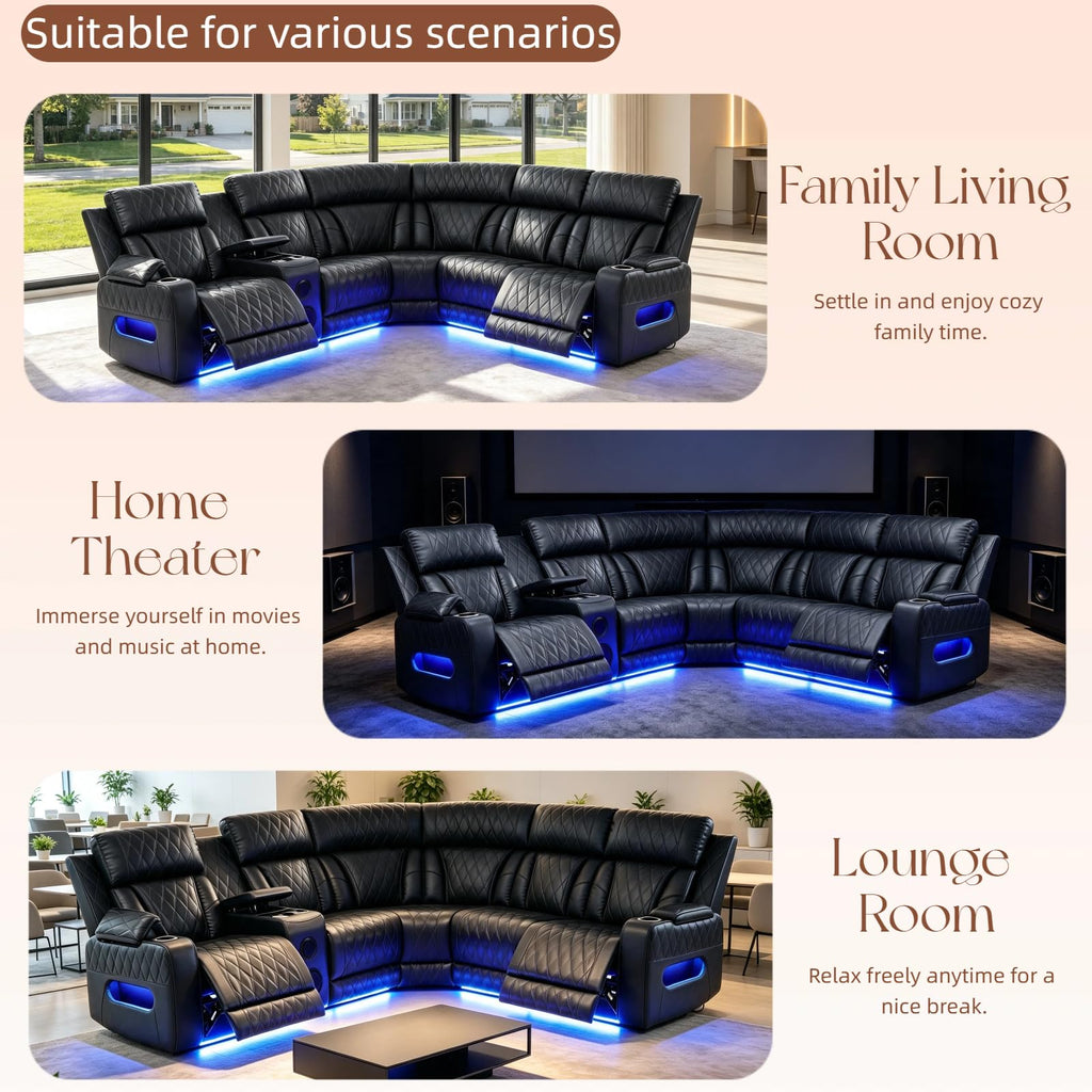 Power Reclining Sectional Sofa with Speakers & USB Ports