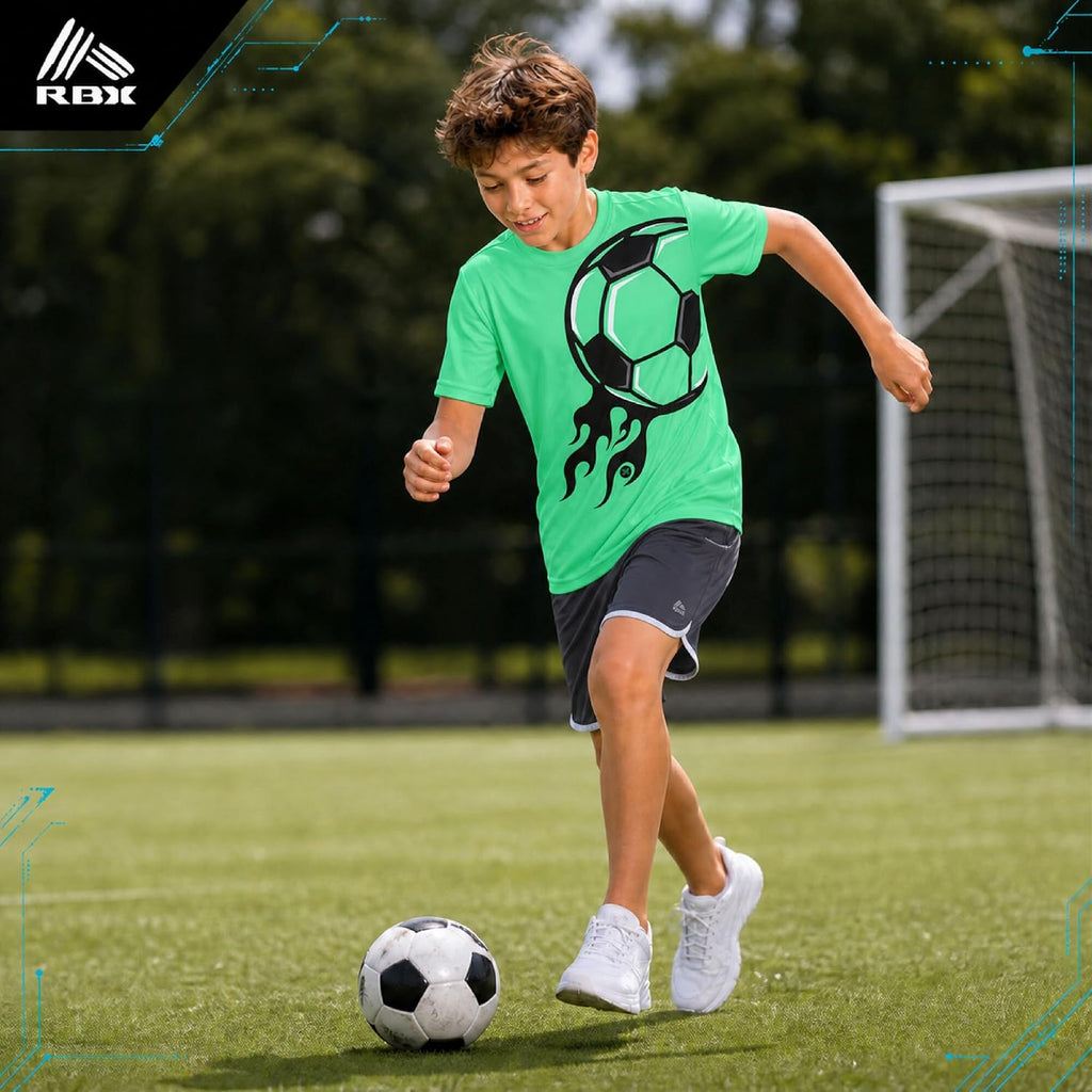 Boys 2 Piece Graphic Tees & Mesh Gym Shorts Set, Elastic Waistband