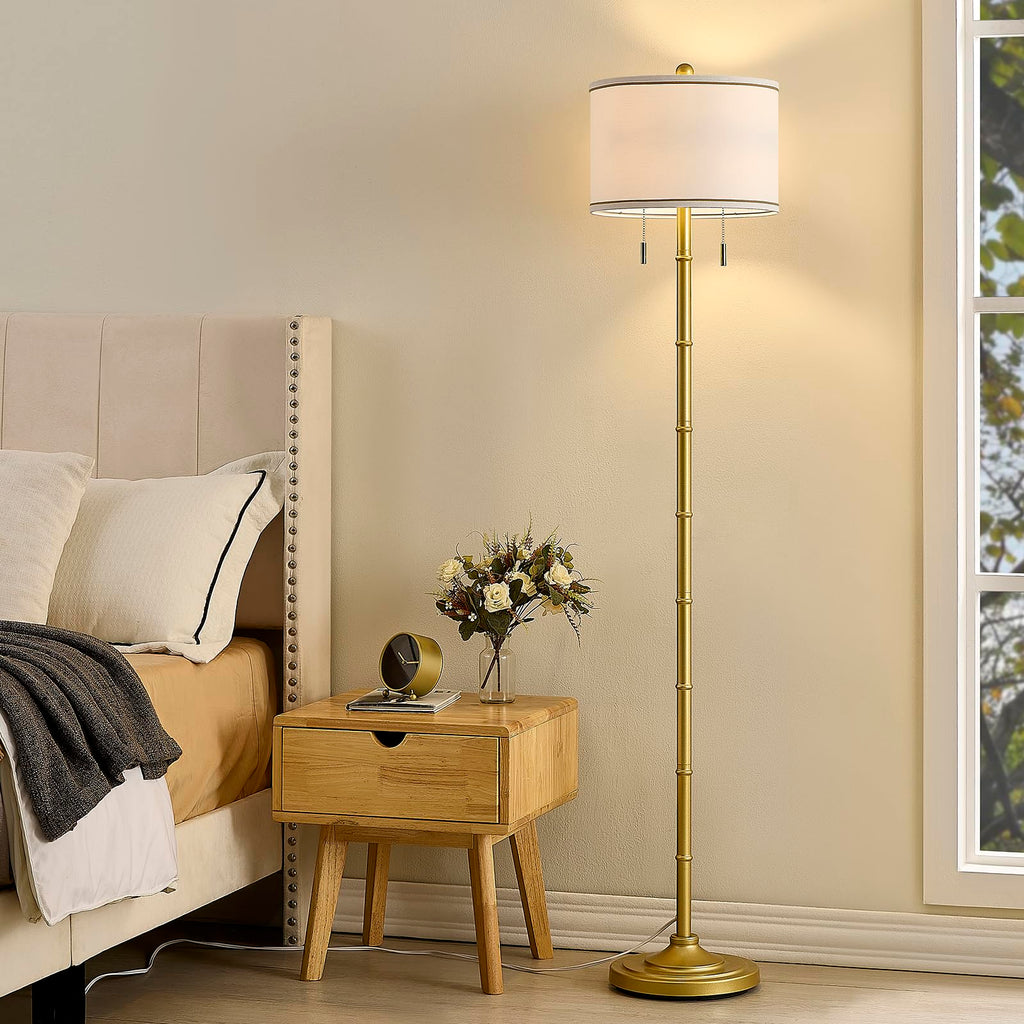 Upgraded Glod Floor Lamp, 9w Bulbs Included, Brass