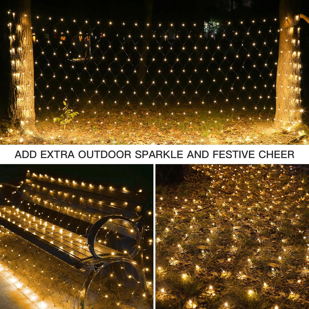 360 LED Christmas Net Light, Net Lights Outdoor,12ft x 5ft Bush Lights Outdoor Waterproof Connectable Green Wire