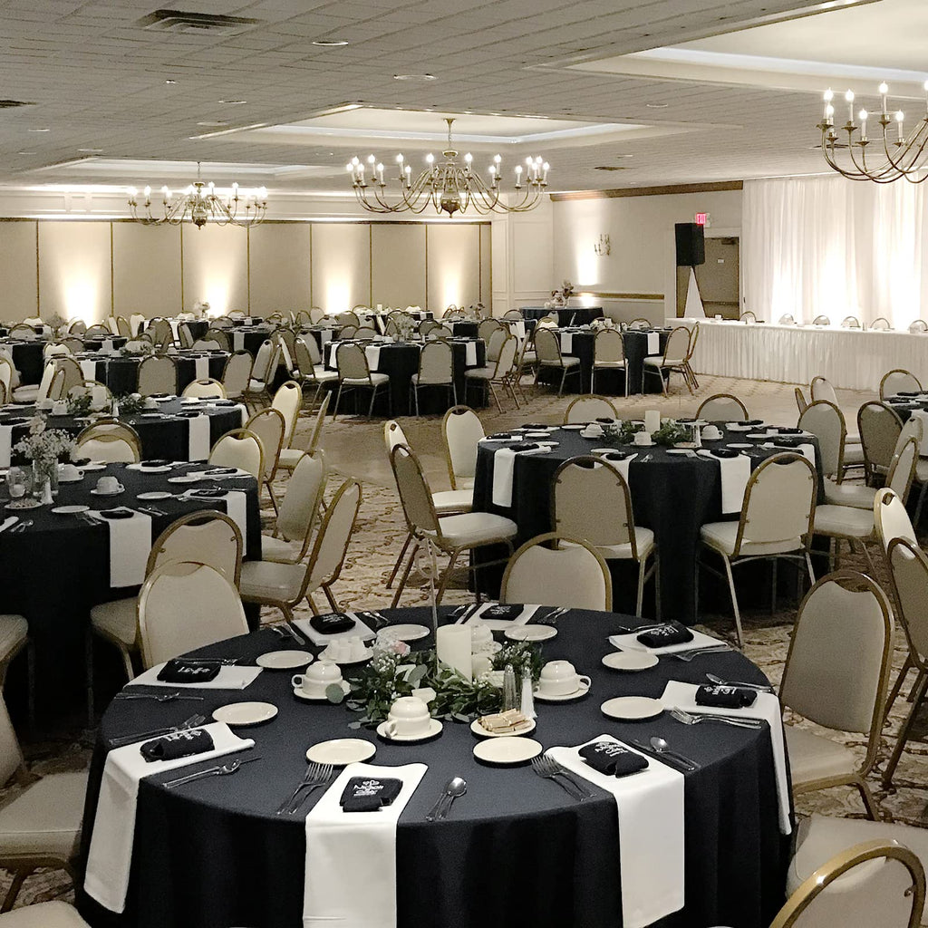 6 Packs Black Round Tablecloth - 120 Inch, Polyester