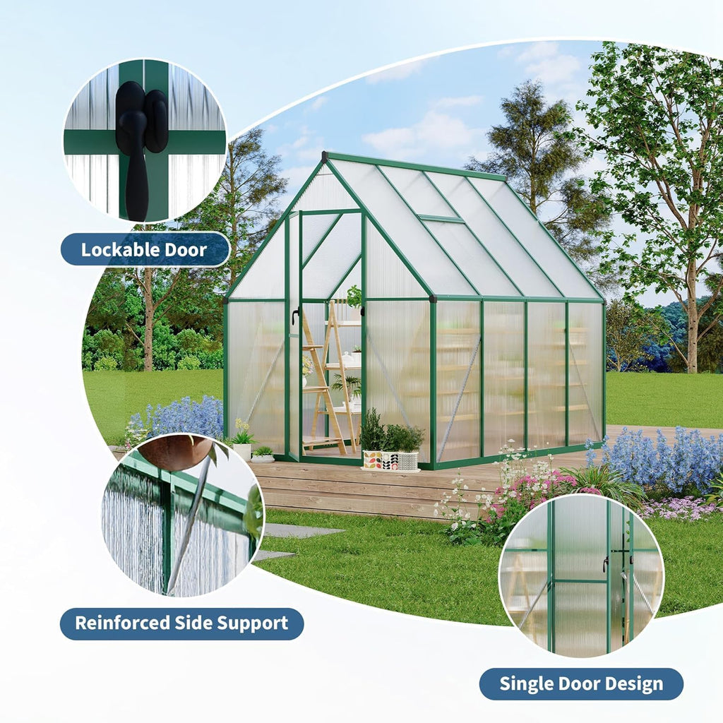 6x7 FT Polycarbonate Greenhouse Kit, Heavy Duty Outdoor Green House