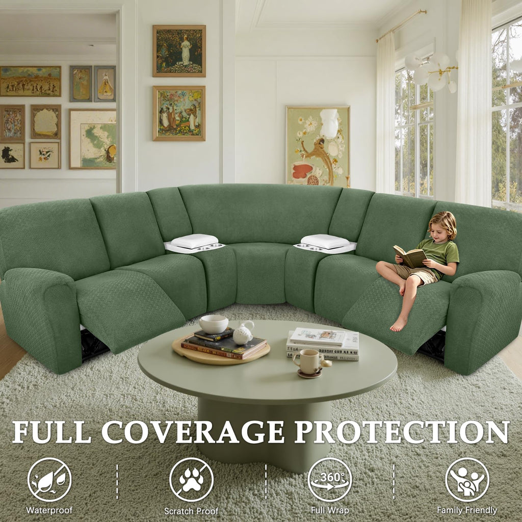 Waterproof Reclining Sectional Couch Covers Washable L Shaped Couch Cover for Sectionals Recliner Sofa Covers Stretch
