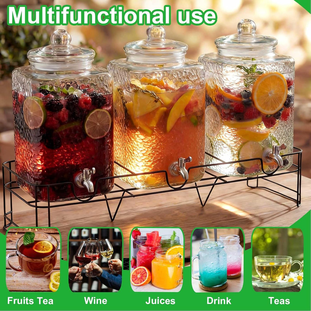Gallon with Stand for Party, Leak Proof Large Beverage Dispensers Jugs with Stainless Steel Spigots - Set of 3