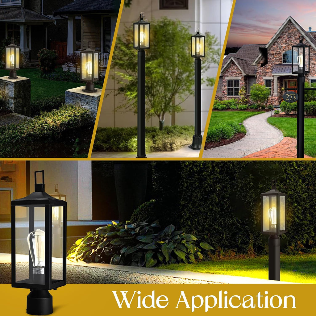 17 Inch Outdoor Lamp Post Light Fixture, Exterior Pillar Lights Post Sconce for Residential Sidewalk Pier Mount