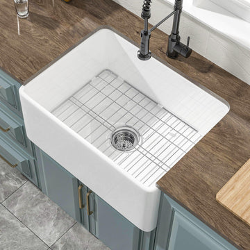 24" x 18" Fireclay Apron Front Farmhouse Sink White