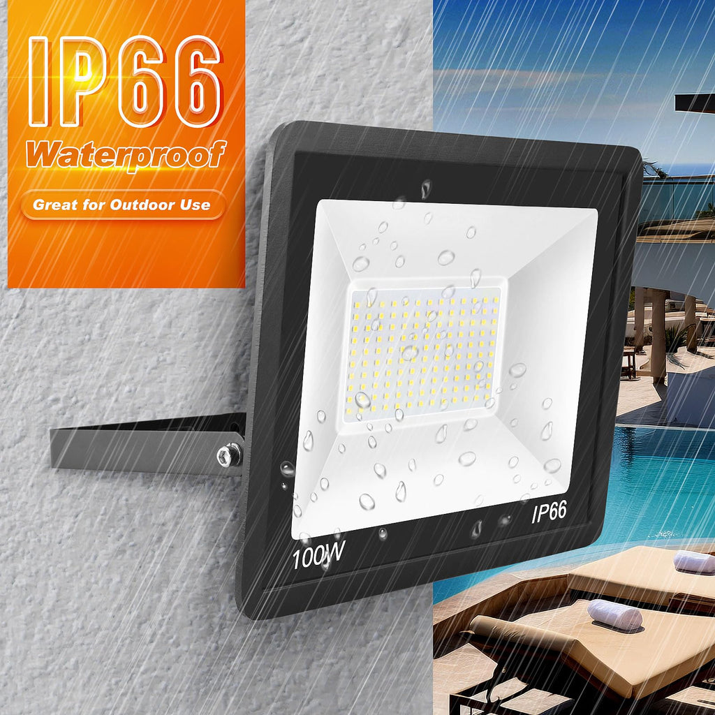 LED Flood Light Outdoor, 2Pack Super Bright, IP66 Waterproof Outside Work Lights, 6500K Daylight White