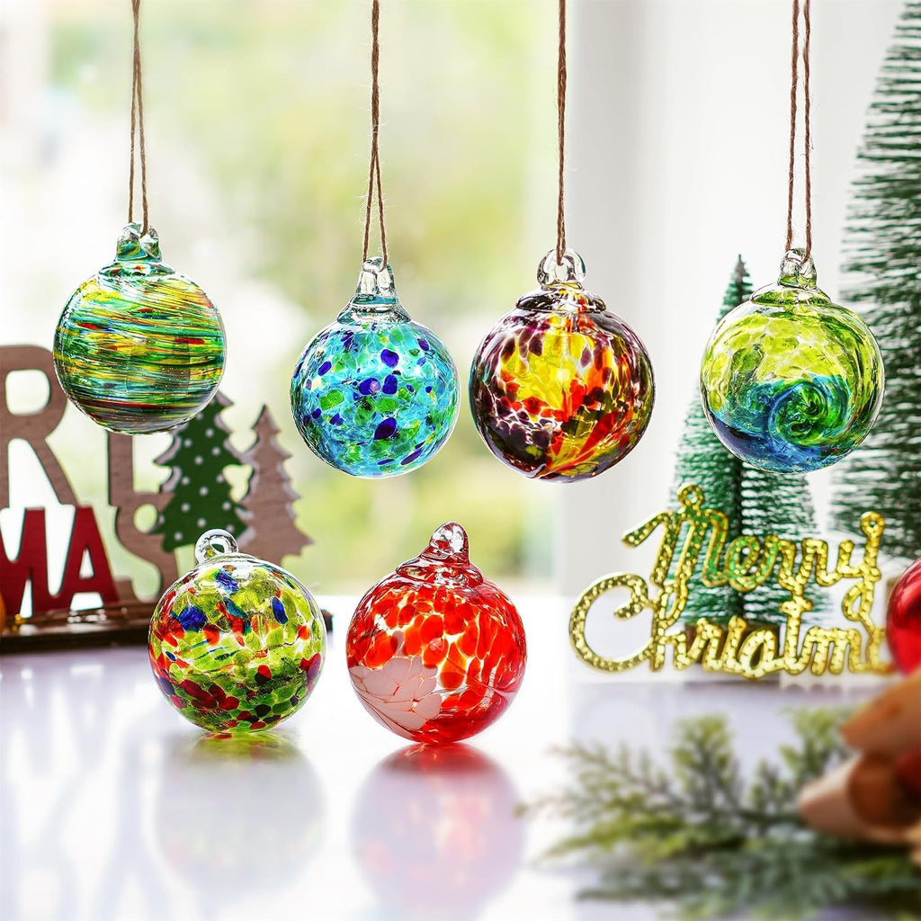 Hand-Blown Glass Ornament Balls 2.3'' Hanging Witches Ball Gazing Ball - Set of 6