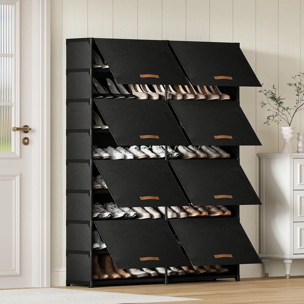 2 by 9 Tier Shoe Cabinet, 54-Pair Storage for Closet, Black