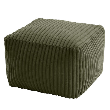 Square Pouf Ottoman Foot Rest, 15 Inch Faux Fur Pouf, Green