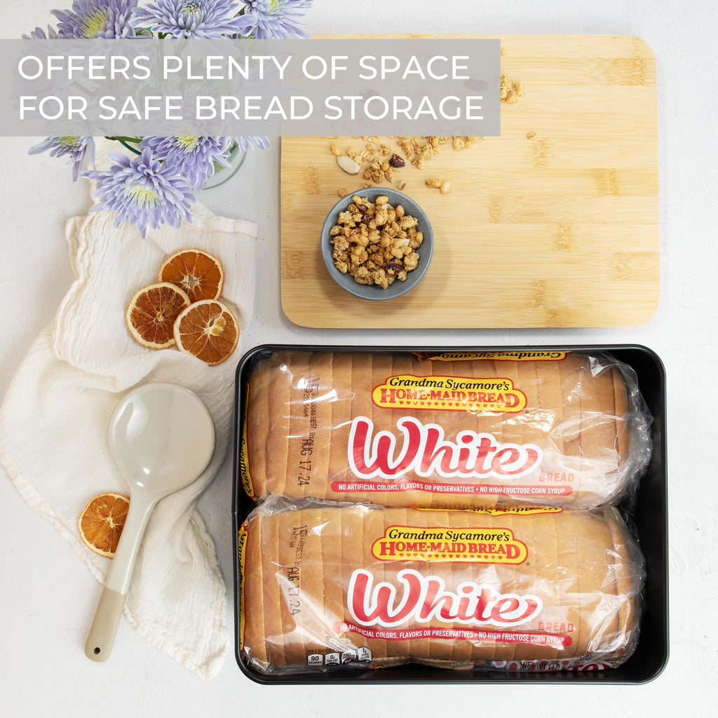Bread Box - Beautiful With Wooden Lid For Your Kitchen Countertop