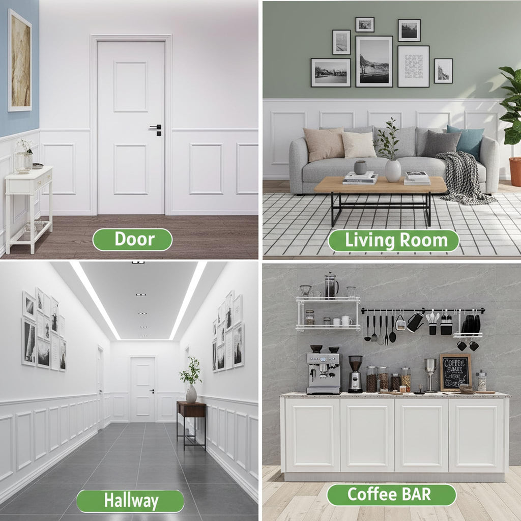 Peel and Stick Wall Molding, 4 Set 16" x 20" Pre Cut Wainscoting Panels