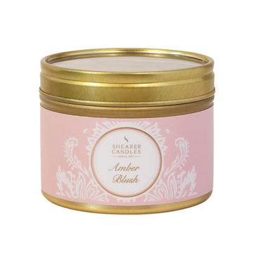 Tin Candle, Paraffin Wax, Metal, Cotton Wick, Fragrance & Essential Oils, Paper, White, Pink, Gold, Small