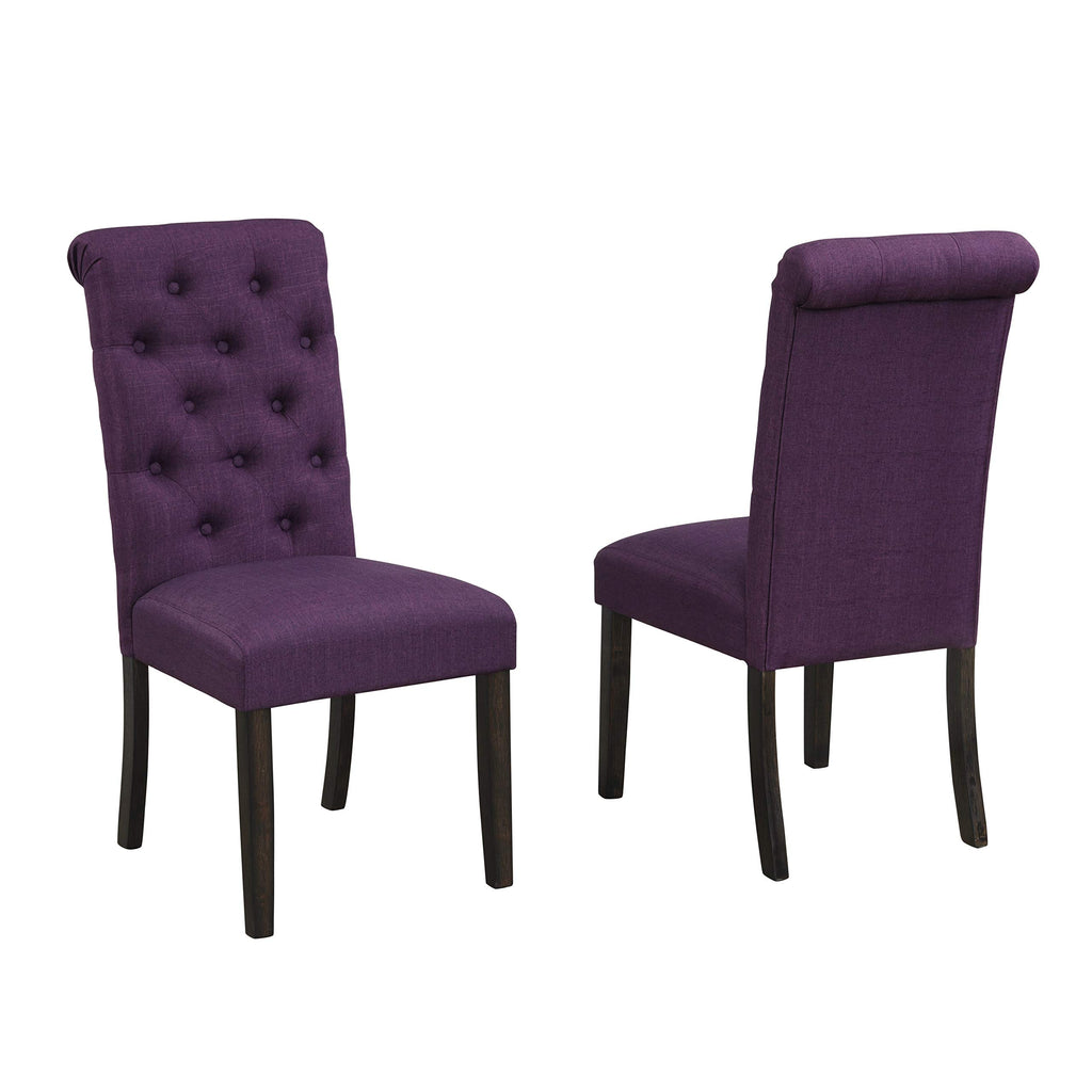 Leviton Solid Wood Tufted Parsons, Set of 2, Purple