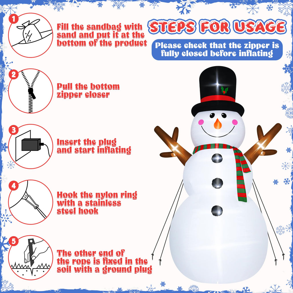 18 FT Christmas Inflatable Snowman, Giant Blow Up Snowman Outdoor Decor