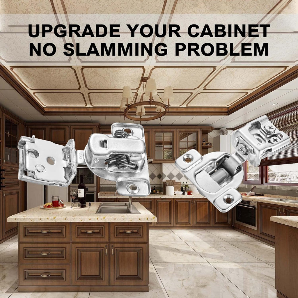 (4 Pack) 1 Inch Overlay Soft Close Cabinet Hinges, Kitchen Concealed Hinges for Face Frame Door, European Hinges with