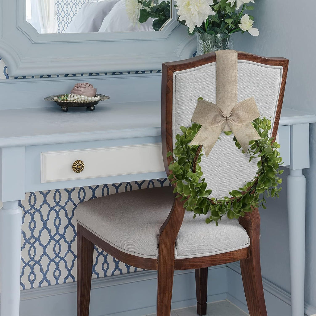 Christmas Kitchen Cabinet Wreath Boxwood Garland with Ribbon Greenery Garland Hanging Wreaths for Cabinet Wall - Set of 2