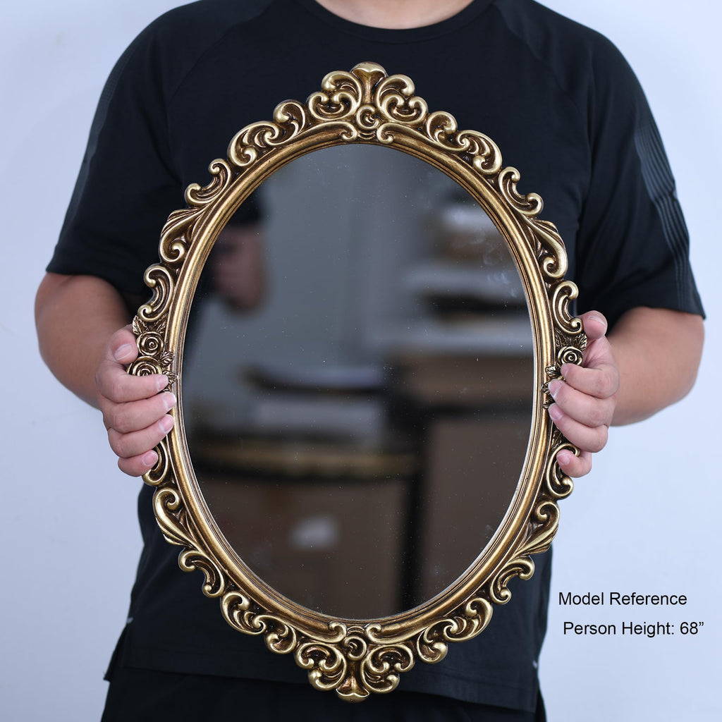 Medium Oval Wall Mirror Resin Frame Size:20.4 x 14.5 inch