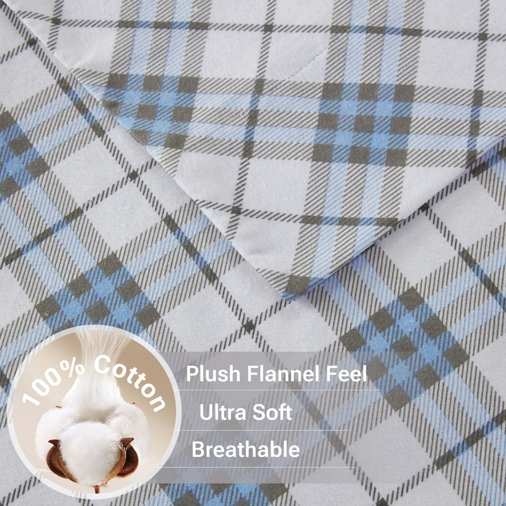 Cozy Flannel Sheets 100% Cotton, Full Sheet Set, 4 Piece