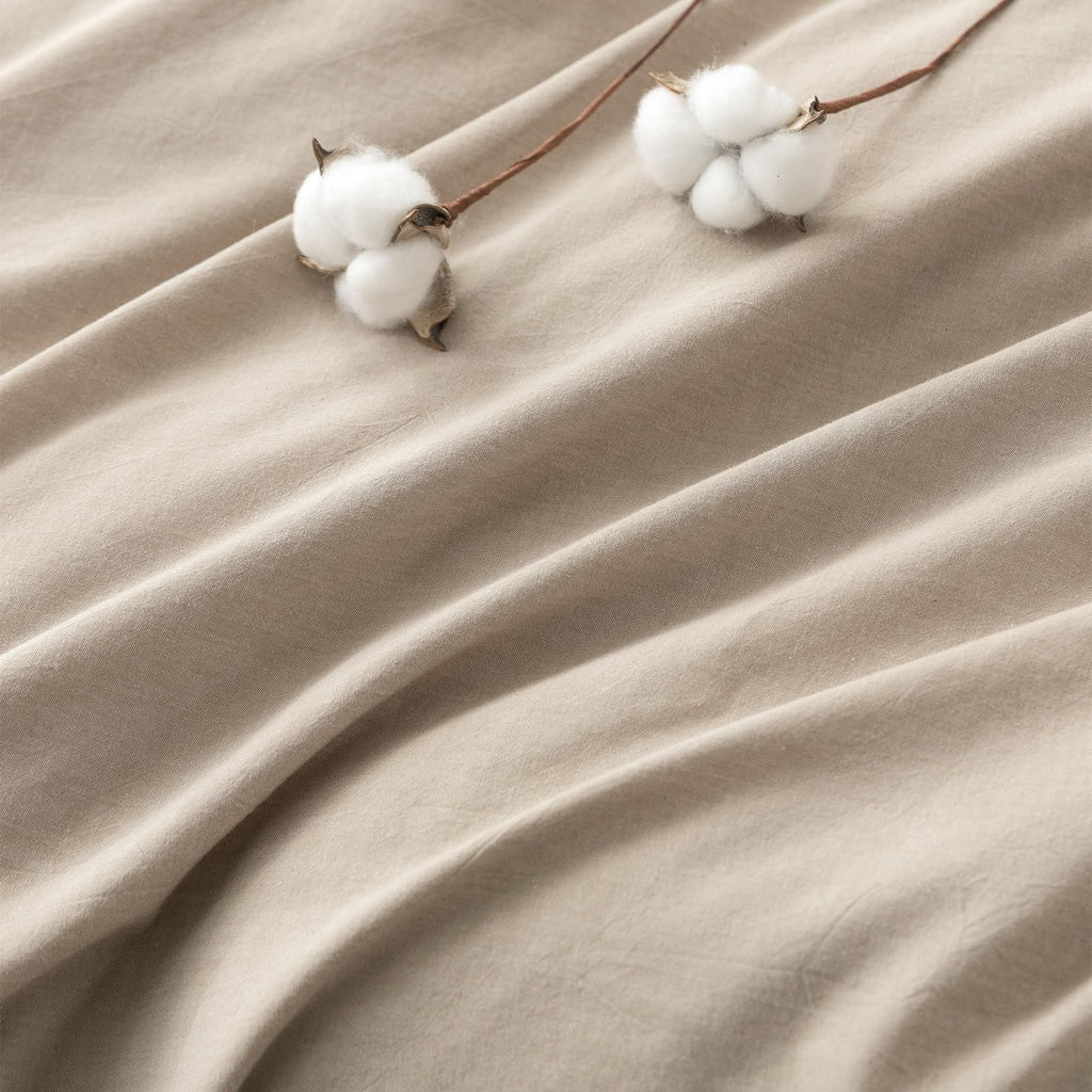 Linen Grey Duvet Cover Set 90" L x 68" W, Skin Friendly
