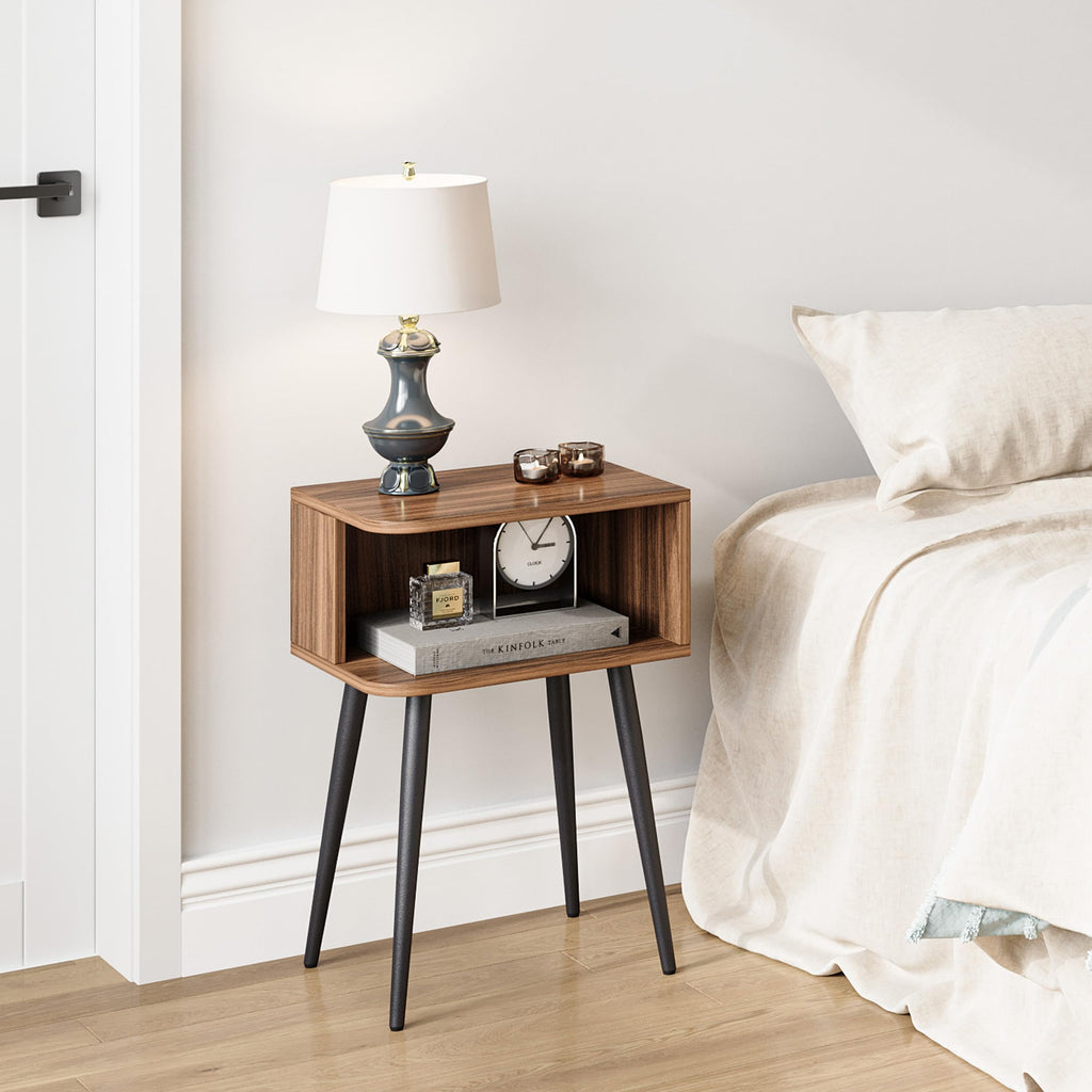 Nightstand Set of 2, Small Bed Side Table for Small Spaces, Mid Century Modern Nightstand End Table with Open