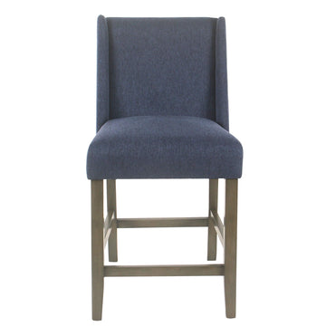 Upholstered Counter Stool, 24-Inch, Navy Woven