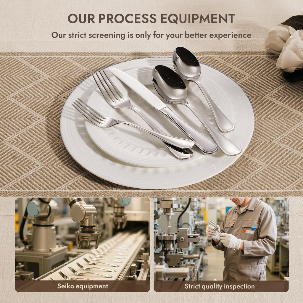 18/10 Stainless Steel Silverware Set for 4, 20 Piece Teardrop Flatware Set