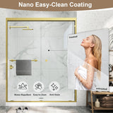 Double Sliding Shower Door 43-48" W x 72" H, Semi-Frameless Glass Shower Door with Nano Explosion-Proof Safety Film