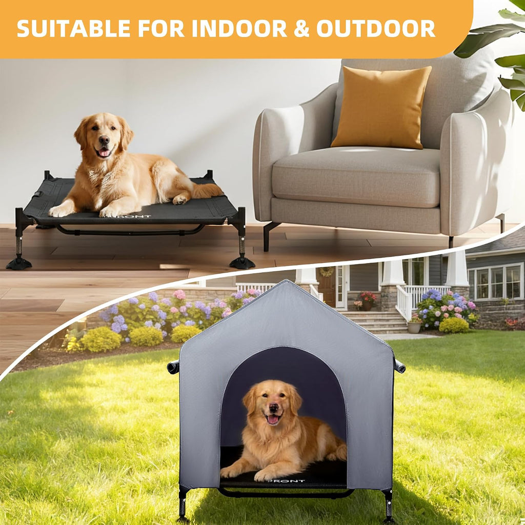 Dog House, 42" Large Dog House Outdoor Indoor Elevated Dog Cot Bed