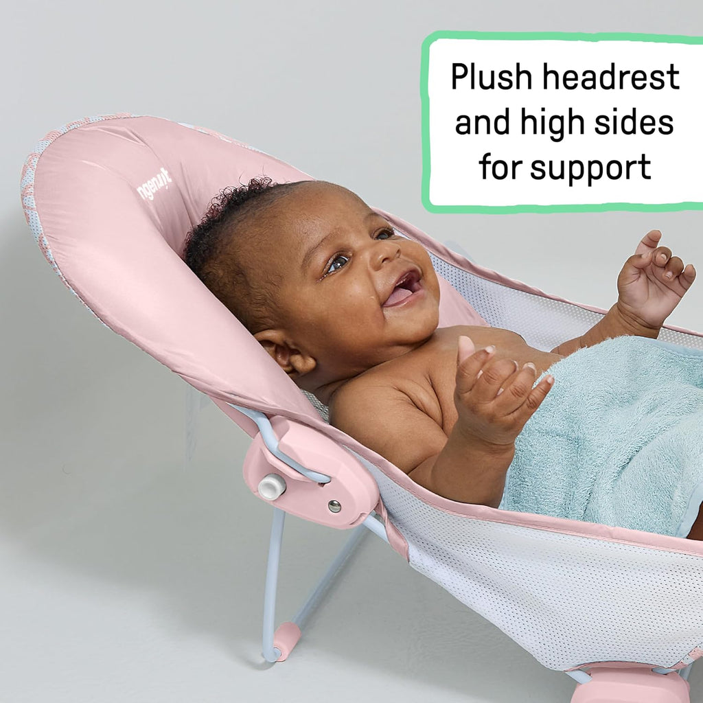 Foldaway Position Bather, Position Adjustable Support Baby Bath seat for Sink or Bathtub, Ages 0-6 Months, up to