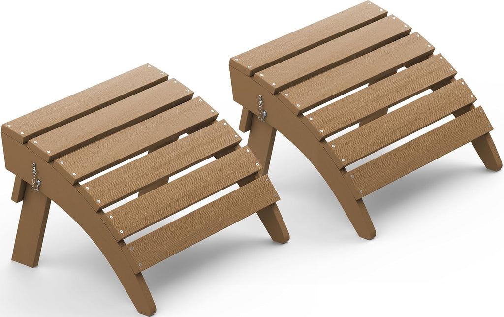 Folding Adirondack Ottoman Set of 2, Adirondack Footrest Without Assembly for Adirondack Chair, Brown