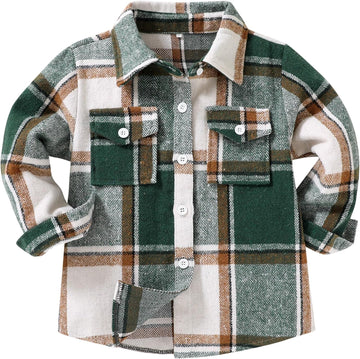 Toddler Flannel Kids Little Baby Boy Girl Long Sleeve Shirt