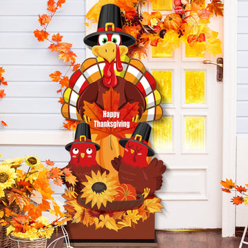 32 Inch Thanksgiving Porch Sign Standing Decor, Turkey