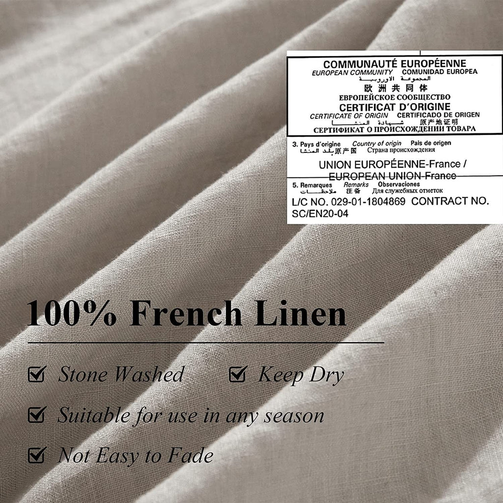 Pure Linen Duvet Cover, 100% Washed French Flax 3 Pieces