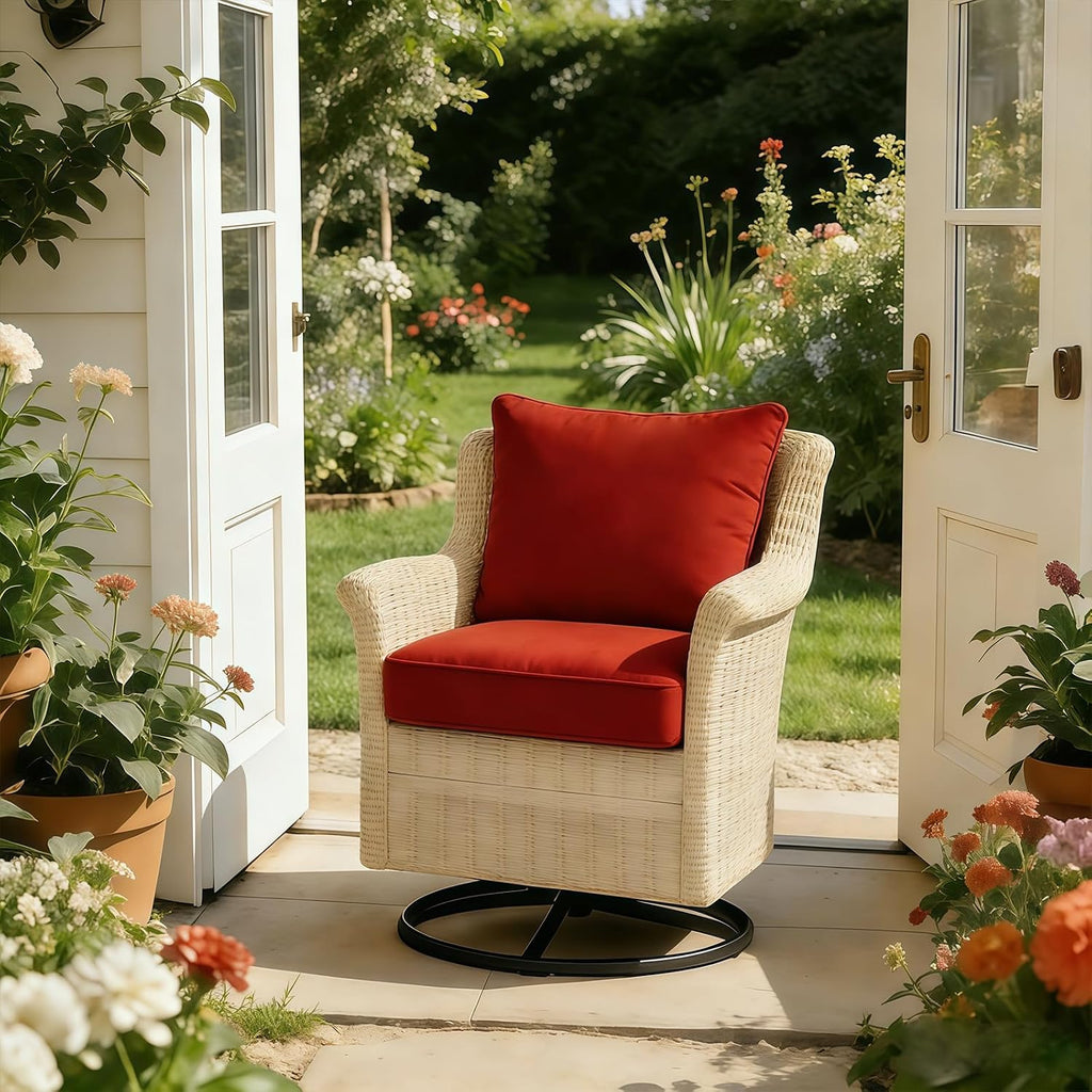 24x24 Outdoor Deep Seat Cushions 2-Pack, 30D Foam, Quarry Red | 30D High-Resilience Foam, Fade-Resistant for 1000+
