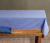 Table Cloth, Country Blue Chambray, 100% Cotton Hemstitch Border Embroidery Rectangular Table Cover,