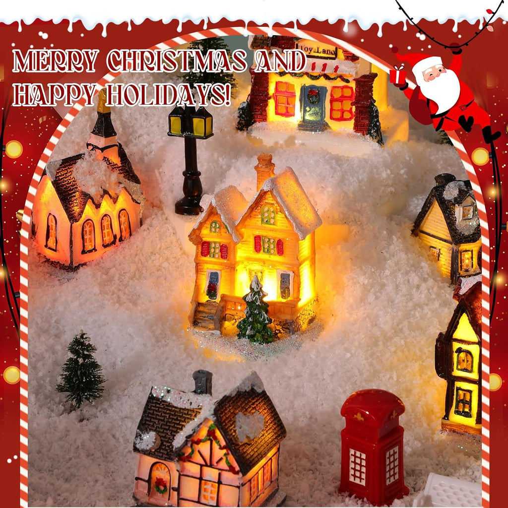 64 Pcs LED Christmas Village Houses Holiday Town Scene Set,Funny