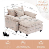 Modern Chaise Lounge Chair and Ottoman — Chenille