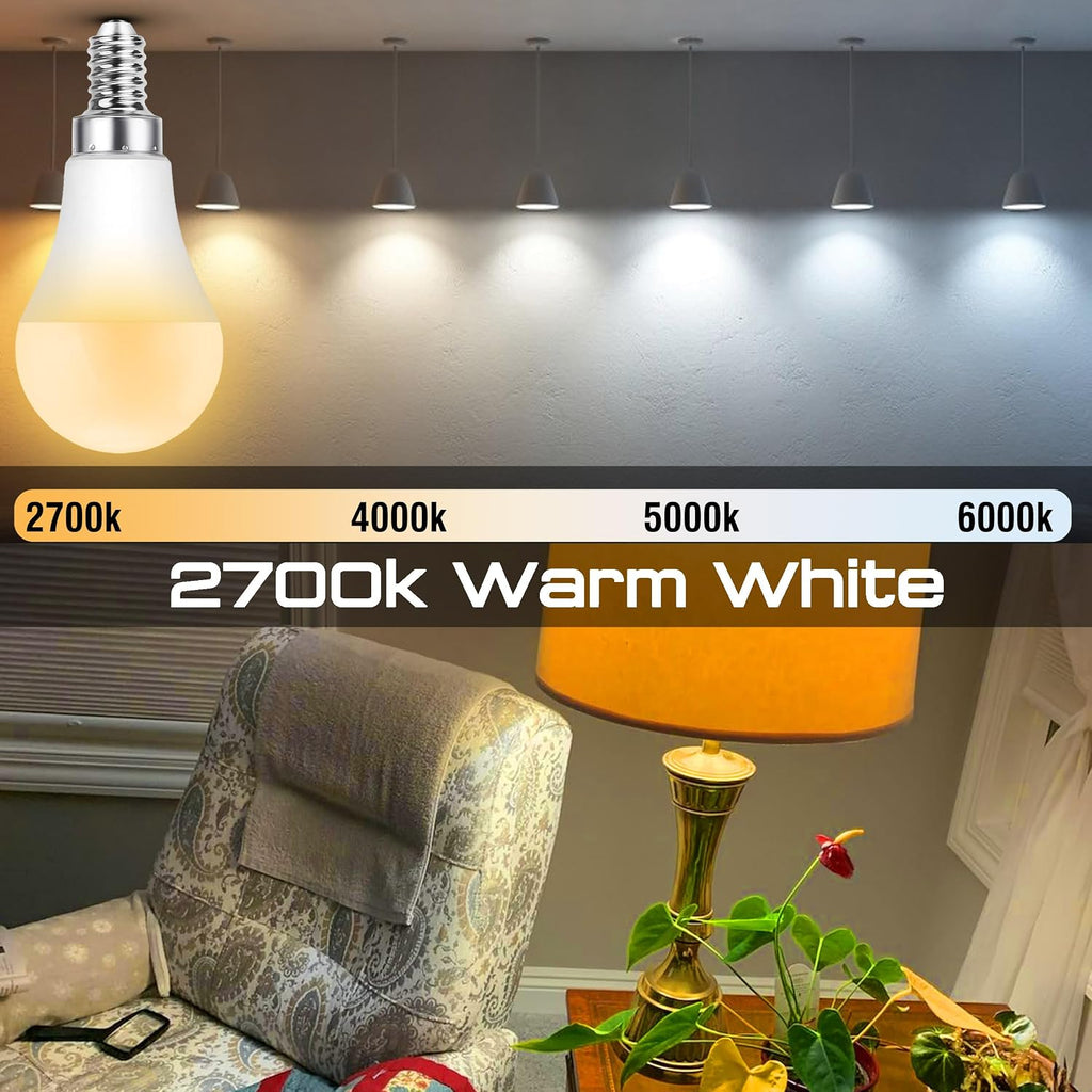 E12 Candelabra LED Light Bulbs 40Watt Equivalent 2700K Warm White, 4 Pack