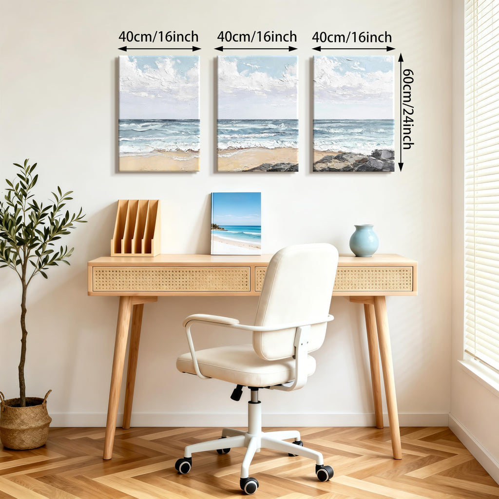 Abstract Seascape Beach Canvas Wall Art Prints 16"x24"x3