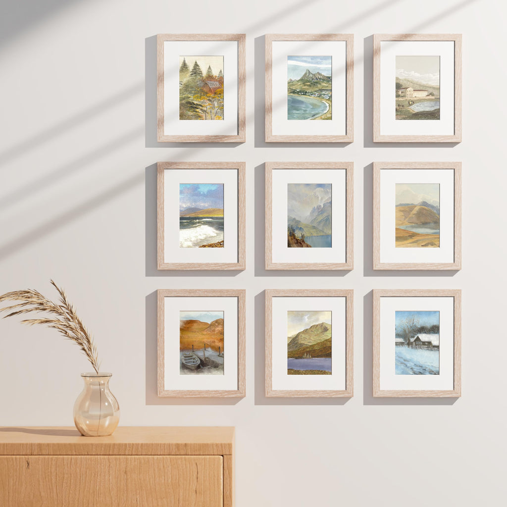 8x10 Picture Frames Set of 9, Shatter Resistant Plexiglass, Display 5x7 Pictures with Mat or 8x10 without Mat, Photo