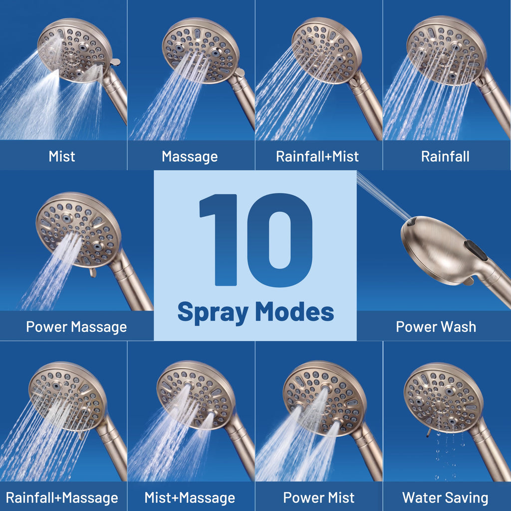 Dual Filtered Rain Shower Head Combo, High Pressure Handheld Shower Head with Adjustable Bar - Rainfall Shower Head