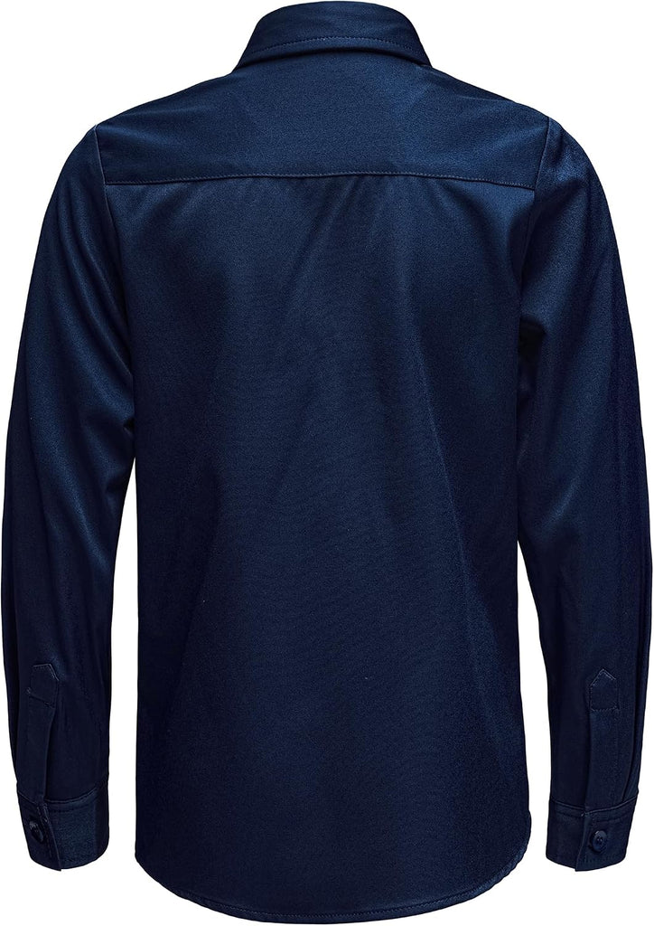 Boys Stretch Wrinkle Free Dress Shirt Long Sleeve Button Down Shirt