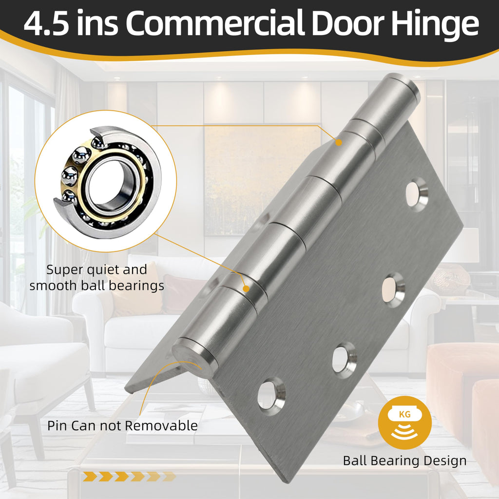 4.5 inch X 4.5 inch Silvery Heavy Duty Commercial Door Hinge