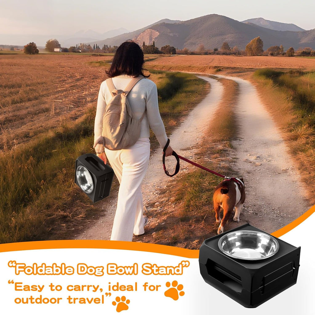 Elevated Dog Bowls for Large Dogs 5 Adjustable Heights 7.5"-15.4", 2 X-Large 10" Stainless Steel Bowls, Heavy Duty