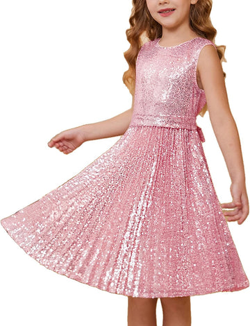 Girls Fancy Sparkly Sequin Formal Party Dance Dress