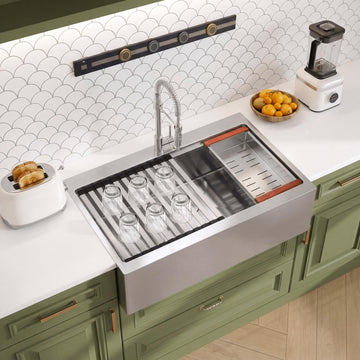 33 inch Stainless Steel Farmhouse Sink, Drop In Farmhouse Sink
